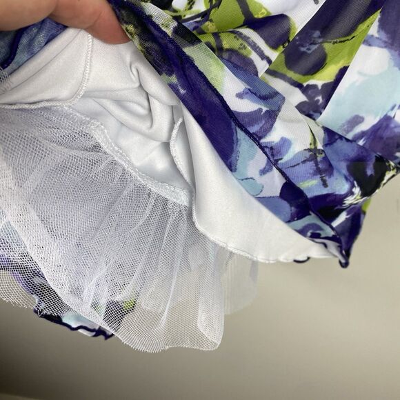 Y2K Floral Babydoll Dress M Fairy Stretch Blue Straps Short Milkmaid - Picture 5 of 8